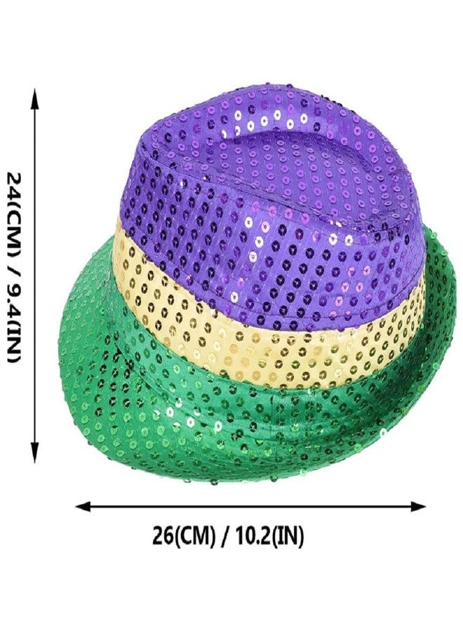Ankelesz Mardi gras Hat Bow Tie Sequin Fedora Hat Halloween Carnival Party Cap for Kids Adults Party Favors - Image 2